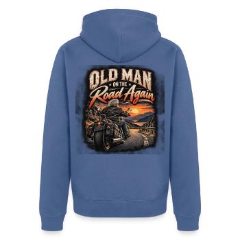 Old Biker - Unisex Premium Bio Zip Hoodie - Taubenblau - Hinten - Nico (187cm)