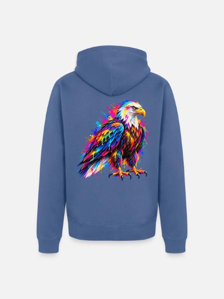 Weißkopfseeadler – Bunte Neon Graffiti Kunst - Unisex Premium Bio Zip Hoodie - Taubenblau