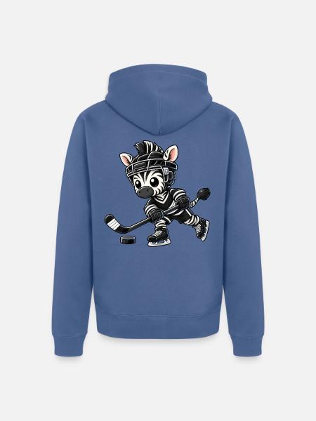 Cooles Zebra Eishockey Spieler Cartoon - Unisex Premium Bio Zip Hoodie - Taubenblau