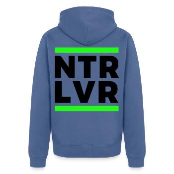 NTR-LVR - Unisex Premium Bio Zip Hoodie - Taubenblau - Hinten - Nico (187cm)