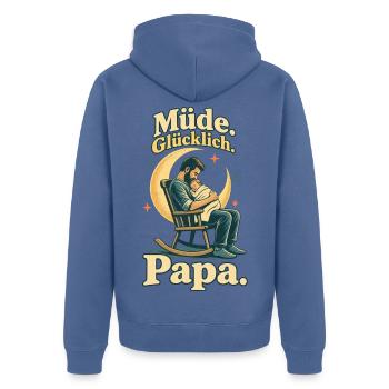 Frischgebackener Papa Schlafmangel Humor - Unisex Premium Bio Zip Hoodie - Taubenblau - Hinten - Nico (187cm)