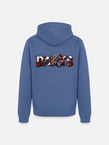 Darts Metallkunst Bullseye - Unisex Premium Bio Zip Hoodie - Taubenblau