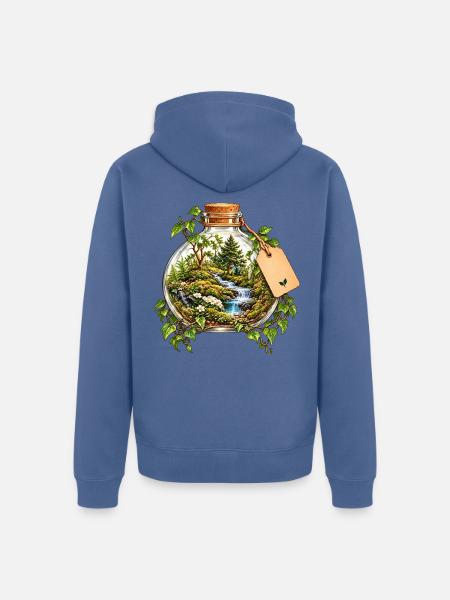 Waldlandschaft im Flaschenarrangement - Unisex Premium Bio Zip Hoodie - Taubenblau