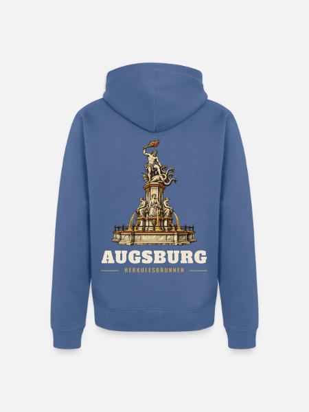 Augsburg Herkulesbrunnen Holzstich - Unisex Premium Bio Zip Hoodie - Taubenblau