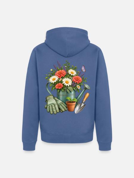 Floristin Geschenkidee Zinkgießkanne Gartenliebe - Unisex Premium Bio Zip Hoodie - Taubenblau