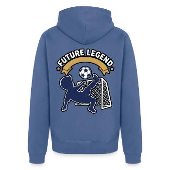 Zukünftige Legende – Backyard Soccer Kid Abzeichen - Unisex Premium Bio Zip Hoodie - Taubenblau - Hinten - Nico (187cm)