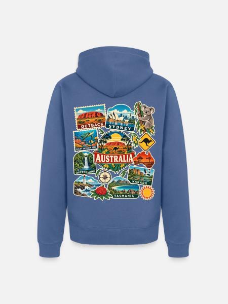 Australien Reisesticker - Unisex Premium Bio Zip Hoodie - Taubenblau