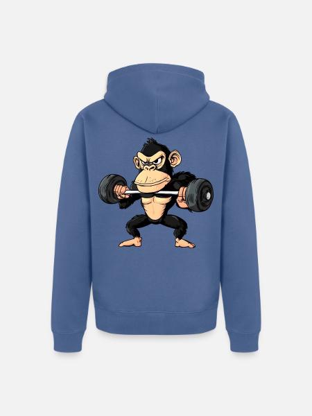 Affen Gym Fitness - Unisex Premium Bio Zip Hoodie - Taubenblau