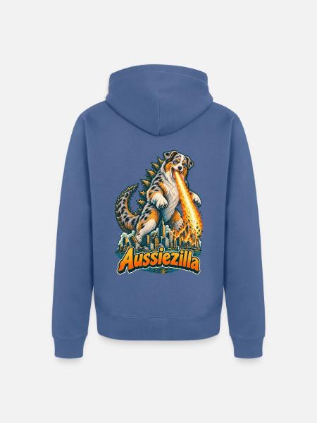 Aussiezilla – lustige australische Schäferhund-Mutter - Unisex Premium Bio Zip Hoodie - Taubenblau