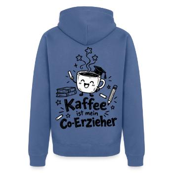 Lustiger Kaffeebecher Cartoon - Unisex Premium Bio Zip Hoodie - Taubenblau - Hinten - Nico (187cm)