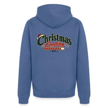 Christmas Loading – Minimalist Christmas - Unisex Premium Bio Zip Hoodie - Taubenblau - Hinten - Nico (187cm)