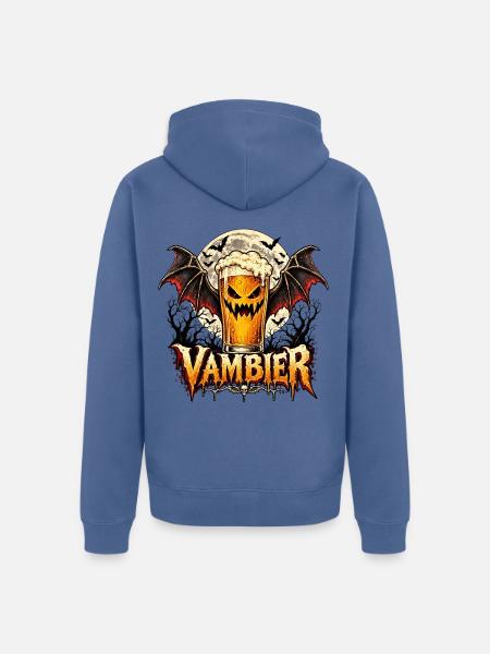 VamBier Halloween Grafik - Unisex Premium Bio Zip Hoodie - Taubenblau