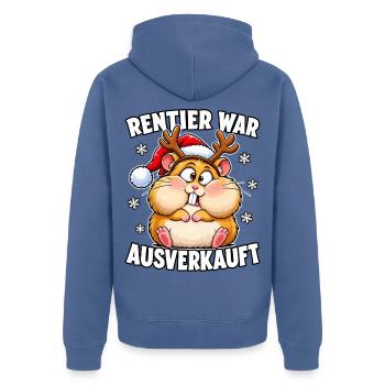 Rentier War Ausverkauft Hamster - Unisex Premium Bio Zip Hoodie - Taubenblau - Hinten - Nico (187cm)