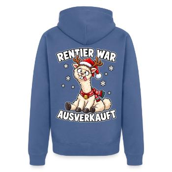 Rentier Weihnacht Ausverkauft Alpaka - Unisex Premium Bio Zip Hoodie - Taubenblau - Hinten - Nico (187cm)
