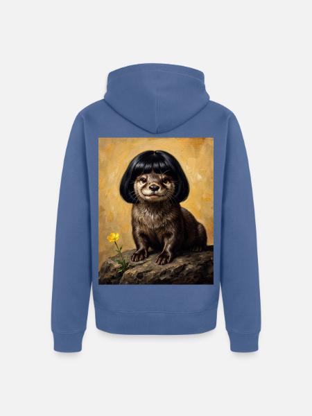 Lustiger Otter Bob Haarschnitt - Unisex Premium Bio Zip Hoodie - Taubenblau