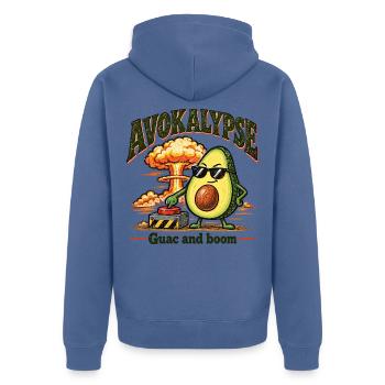 Avocado Apokalypse Guacamole Boom Essen Wortspiel Humor - Unisex Premium Bio Zip Hoodie - Taubenblau - Hinten - Nico (187cm)
