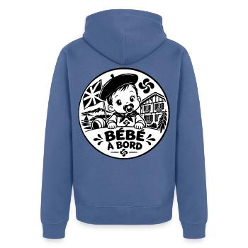 Baby an Bord der Baskenland-Baskischen Flagge - Unisex Premium Bio Zip Hoodie - Taubenblau - Hinten - Nico (187cm)