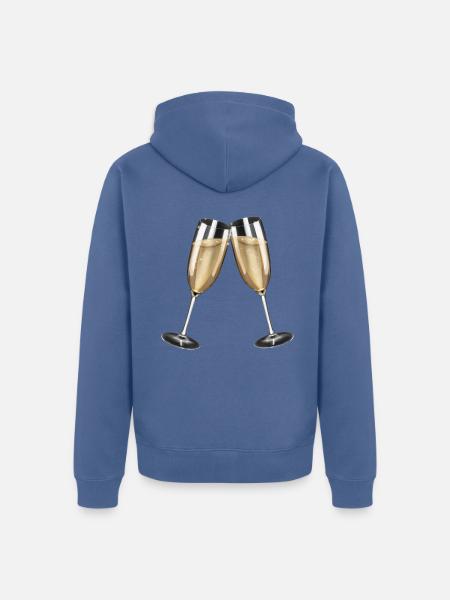 Sektgläser Anstoßen - Prost mit Prickelndem - Unisex Premium Bio Zip Hoodie - Taubenblau