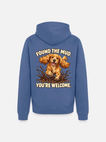 Cocker Spaniel fand den Schlamm - Unisex Premium Bio Zip Hoodie - Taubenblau