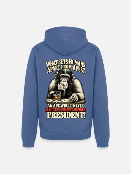 Affe gegen Präsident Satire Tee - Unisex Premium Bio Zip Hoodie - Taubenblau
