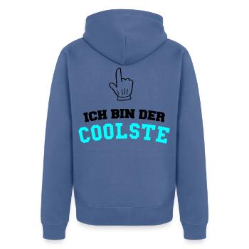 der coolste - Unisex Premium Bio Zip Hoodie - Taubenblau - Hinten - Nico (187cm)
