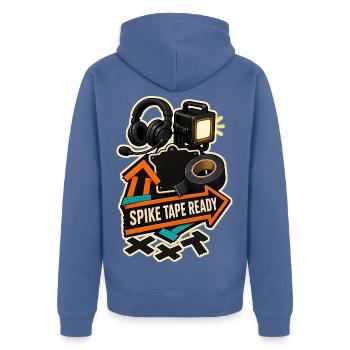 SPIKE TAPE READY - Unisex Premium Bio Zip Hoodie - Taubenblau - Hinten - Nico (187cm)