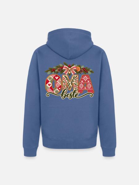 Beste Oma – Weihnachten Patchwork - Unisex Premium Bio Zip Hoodie - Taubenblau