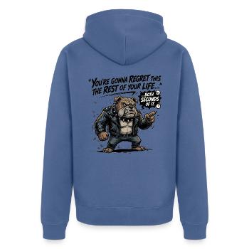 You-re_gonna_regret_this_the_rest_of_your_life_ - Unisex Premium Bio Zip Hoodie - Taubenblau - Hinten - Nico (187cm)