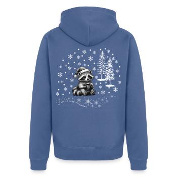 Waschbär Schnee /raccoon snowflakes Weihnachten - Unisex Premium Bio Zip Hoodie - Taubenblau - Hinten - Nico (187cm)