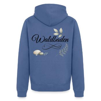 Waldbaden Natur Entspannung - Unisex Premium Bio Zip Hoodie - Taubenblau - Hinten - Nico (187cm)
