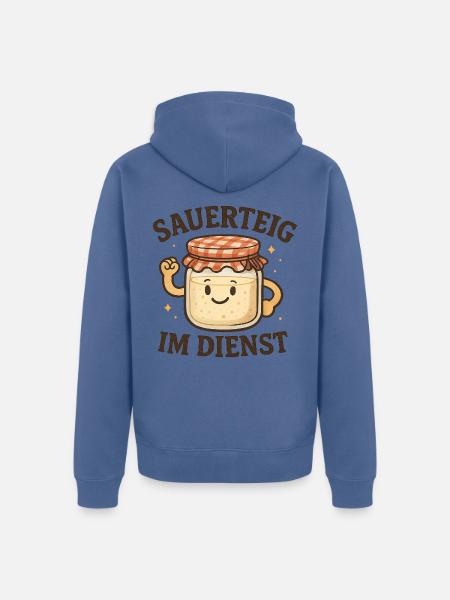 Geschenk für neue Sauerteig-Hobbybäcker - Unisex Premium Bio Zip Hoodie - Taubenblau