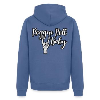 Roggen Roll Baby  - Unisex Premium Bio Zip Hoodie - Taubenblau - Hinten - Nico (187cm)