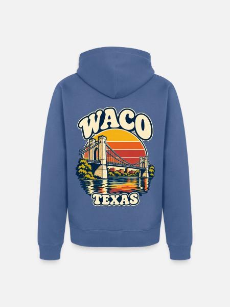 Waco Texas Sunset Bridge Retro - Unisex Premium Bio Zip Hoodie - Taubenblau