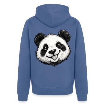 Lustiger Panda-Zunge rausgestreckt, süßer Panda-Liebhaber-Humor - Unisex Premium Bio Zip Hoodie - Taubenblau - Hinten - Nico (187cm)