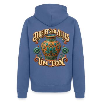 Dreht sich Alles um Ton - Unisex Premium Bio Zip Hoodie - Taubenblau - Hinten - Nico (187cm)