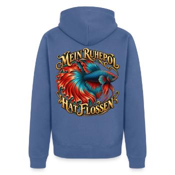 Bunter Betta mit Prunkflossen - Unisex Premium Bio Zip Hoodie - Taubenblau - Hinten - Nico (187cm)