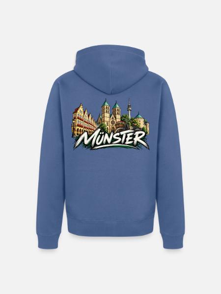 Münster Graffiti Monster - Unisex Premium Bio Zip Hoodie - Taubenblau