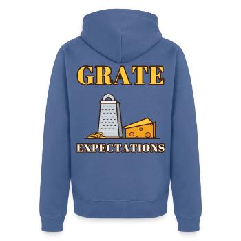 Gittererwartungen - Unisex Premium Bio Zip Hoodie - Taubenblau - Hinten - Nico (187cm)