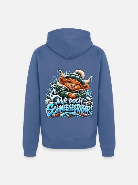 Der grummelige Highland - Unisex Premium Bio Zip Hoodie - Taubenblau