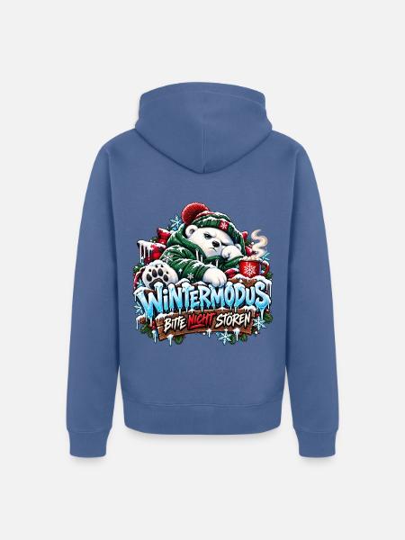 Wintermodus – Bitte nicht stören! - Unisex Premium Bio Zip Hoodie - Taubenblau