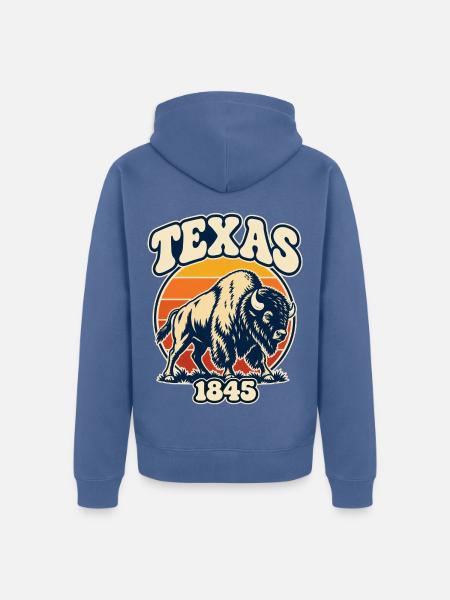 Texas Bison Sunset 1845 - Unisex Premium Bio Zip Hoodie - Taubenblau