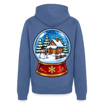 Winterwald Schneekugel Motive - Unisex Premium Bio Zip Hoodie - Taubenblau - Hinten - Nico (187cm)