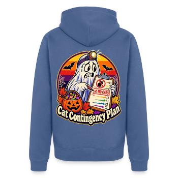 Halloween-Geist Cat Contingency Plan ABA - Unisex Premium Bio Zip Hoodie - Taubenblau - Hinten - Nico (187cm)