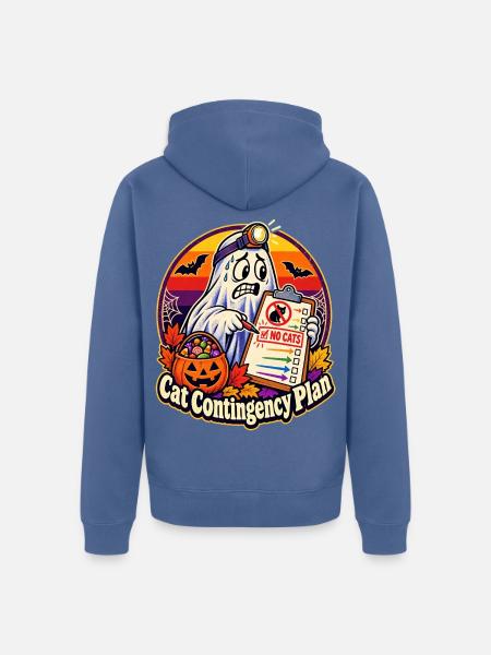 Halloween-Geist Cat Contingency Plan ABA - Unisex Premium Bio Zip Hoodie - Taubenblau