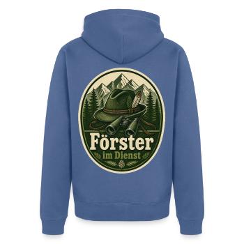 Förster im Dienst Kostüm Wald Verkleidung Fasching - Unisex Premium Bio Zip Hoodie - Taubenblau - Hinten - Nico (187cm)