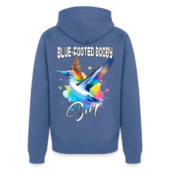 Blue Footed Booby Mädchen Blaufusstölpel - Unisex Premium Bio Zip Hoodie - Taubenblau - Hinten - Nico (187cm)
