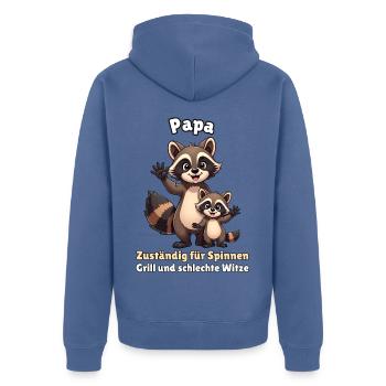 Papa - Unisex Premium Bio Zip Hoodie - Taubenblau - Hinten - Nico (187cm)
