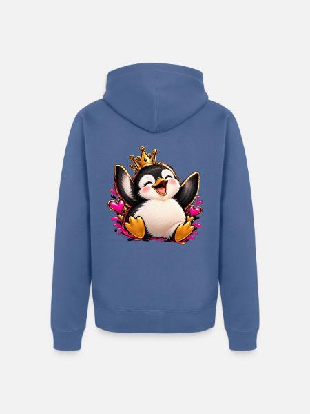 Königspinguin Jubelherz - Unisex Premium Bio Zip Hoodie - Taubenblau