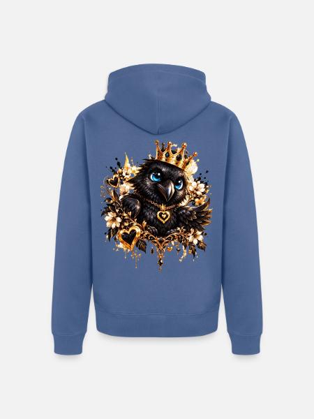 Königskauz mit Goldschmuck - Unisex Premium Bio Zip Hoodie - Taubenblau