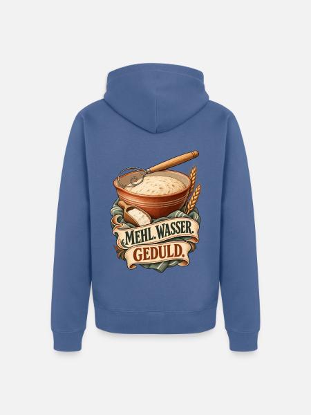Mehl Wasser Geduld - Unisex Premium Bio Zip Hoodie - Taubenblau